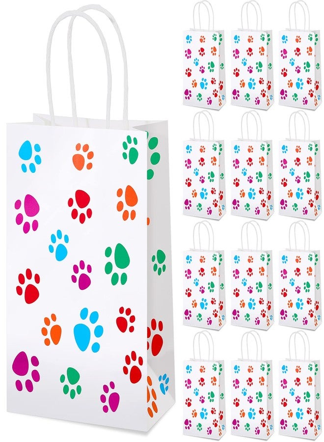 Clabby 24 Pcs Paper Gift Bags Dog Paw Gift Bags Paw Goodie Paper Bag with Handles Puppy Party Favors for Cat Pet Party Birthday Favors 5.9 x 3.1 x 8.3 Inch - Image 1
